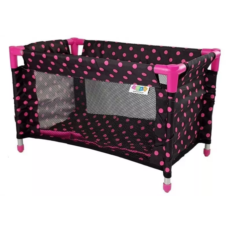 LEAN TOYS Alice zwart met roze bed voor poppen