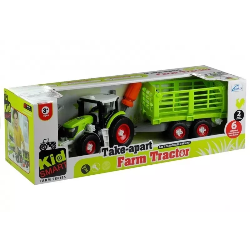 LEAN TOYS montage-tractor met open aanhanger 43 cm