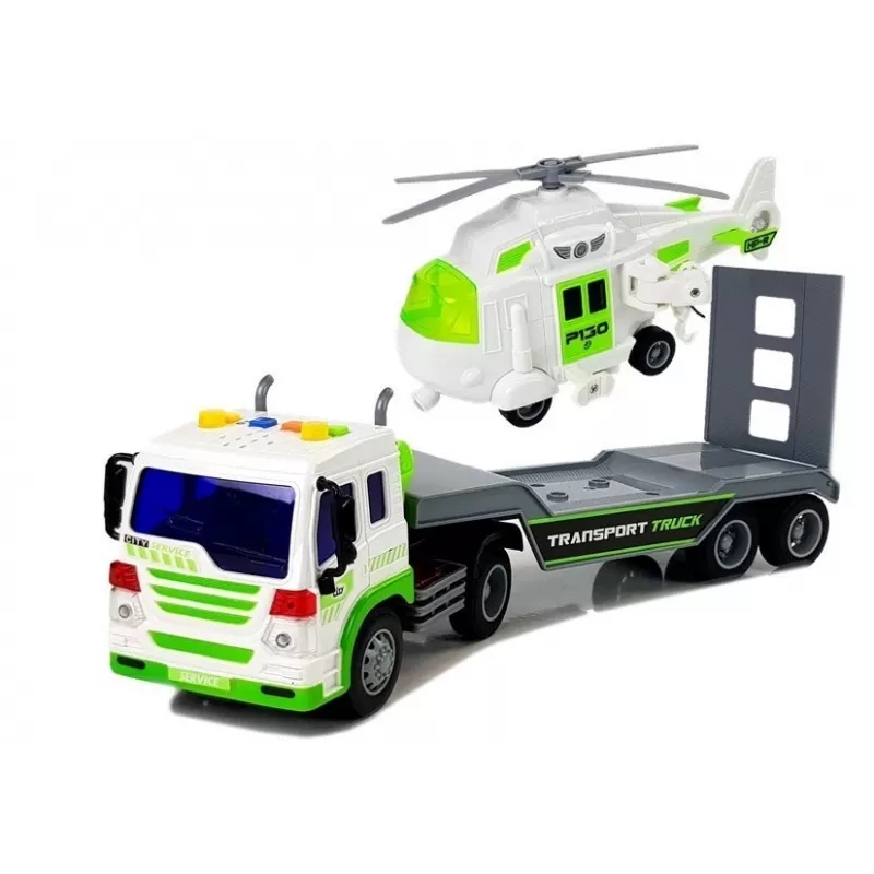 LEAN TOYS auto transporter op batterijen 1:16 met helikopter