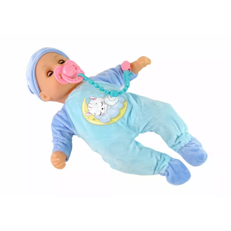 LEAN TOYS babypop geluid fopspeen slab blauwe kat pyjama