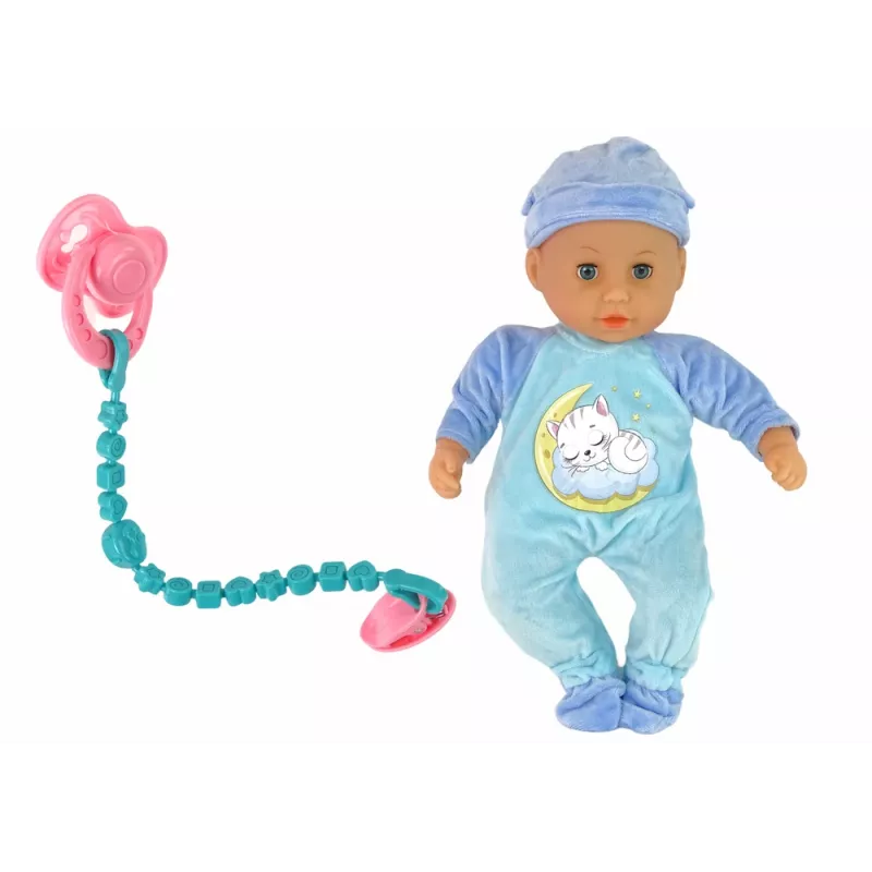 LEAN TOYS babypop geluid fopspeen slab blauwe kat pyjama