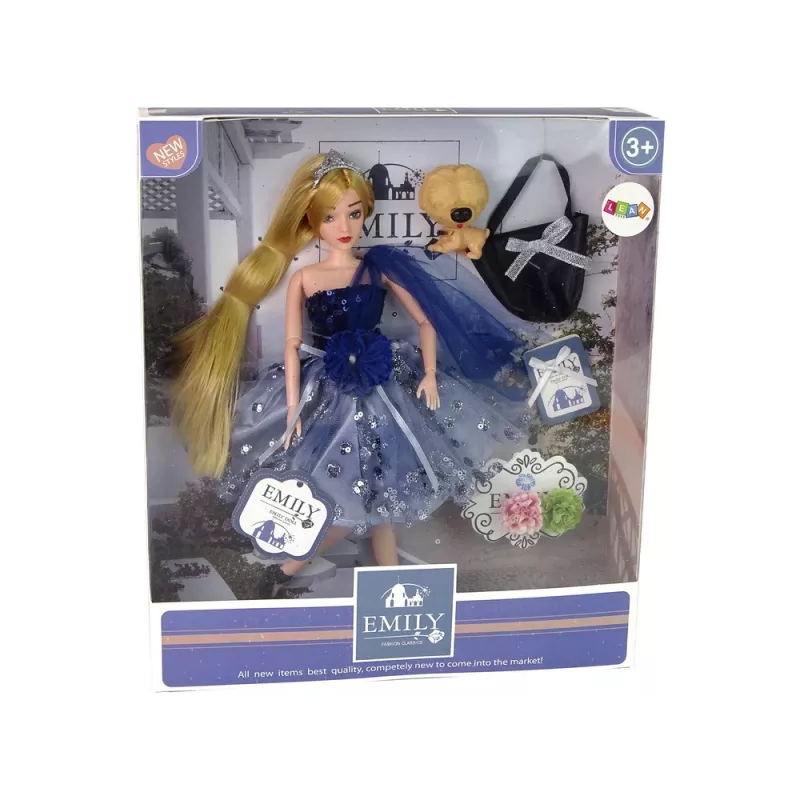 LEAN TOYS Baby Emily pop met hondentasje bloemen