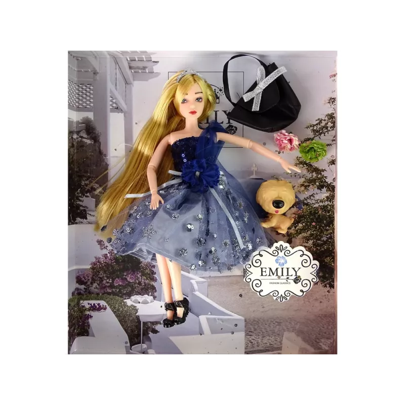 LEAN TOYS Baby Emily pop met hondentasje bloemen