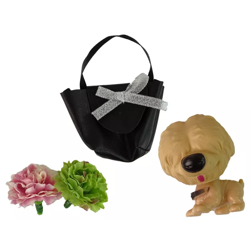 LEAN TOYS Baby Emily pop met hondentasje bloemen