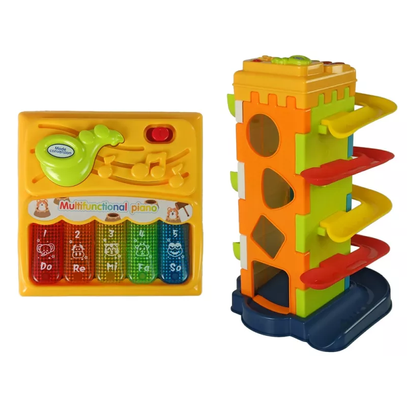 LEAN TOYS ballen glijbaan educatieve blokken sorteerder met piano