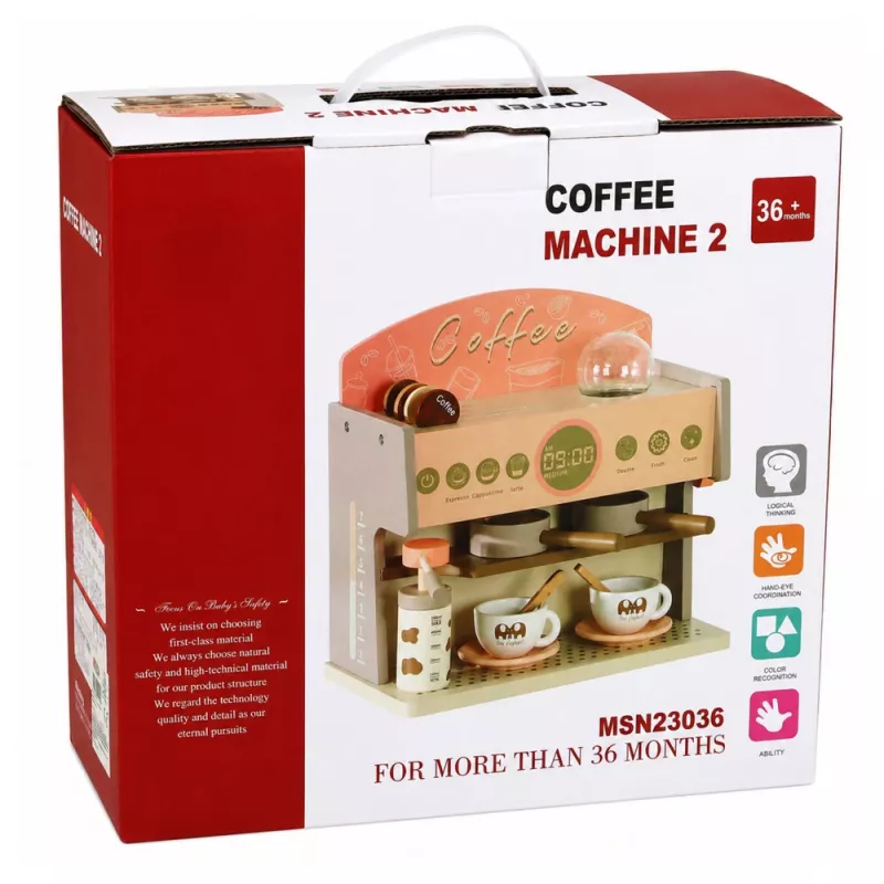 LEAN TOYS barista set koffiezetapparaat houten accessoires roze