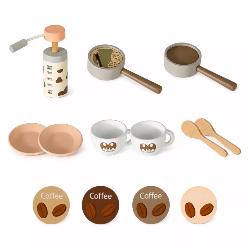 LEAN TOYS barista set koffiezetapparaat houten accessoires roze