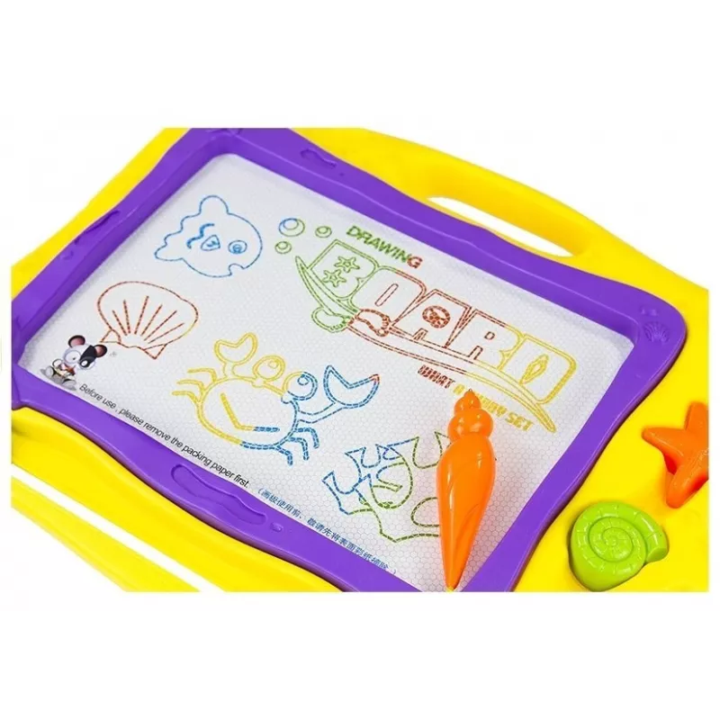 LEAN TOYS bord met stempels en kleurrijke achtergrond