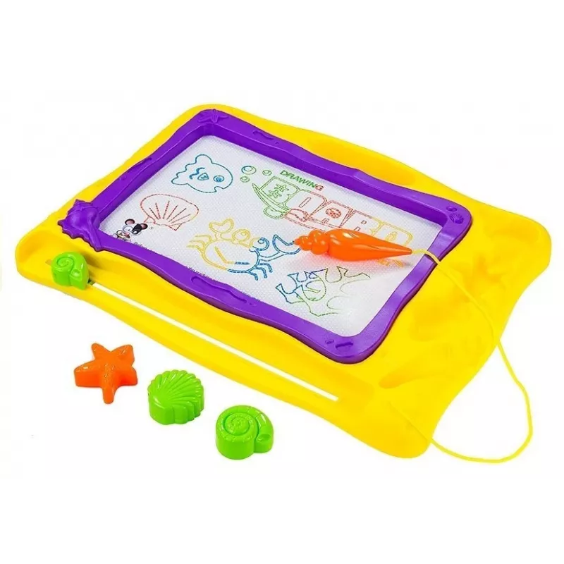 LEAN TOYS bord met stempels en kleurrijke achtergrond