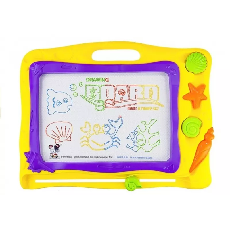 LEAN TOYS bord met stempels en kleurrijke achtergrond