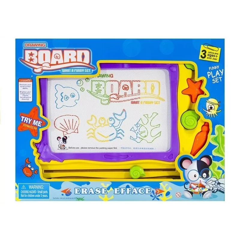LEAN TOYS bord met stempels en kleurrijke achtergrond
