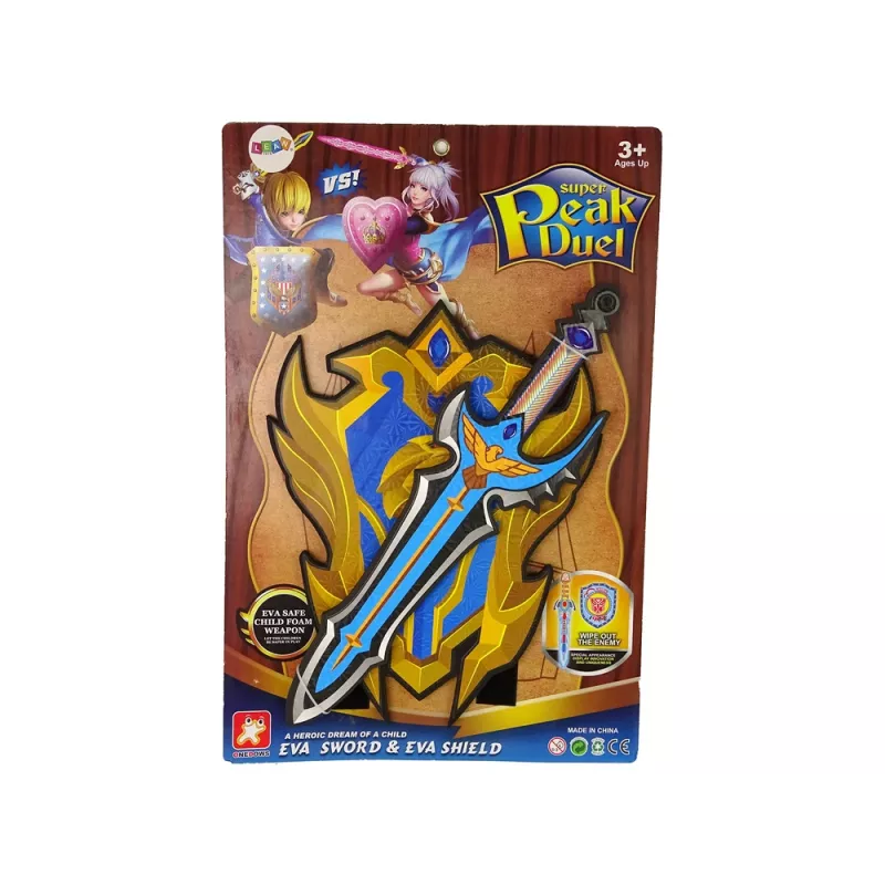 LEAN TOYS Blue Warrior zwaard-schild set van EVA-schuim