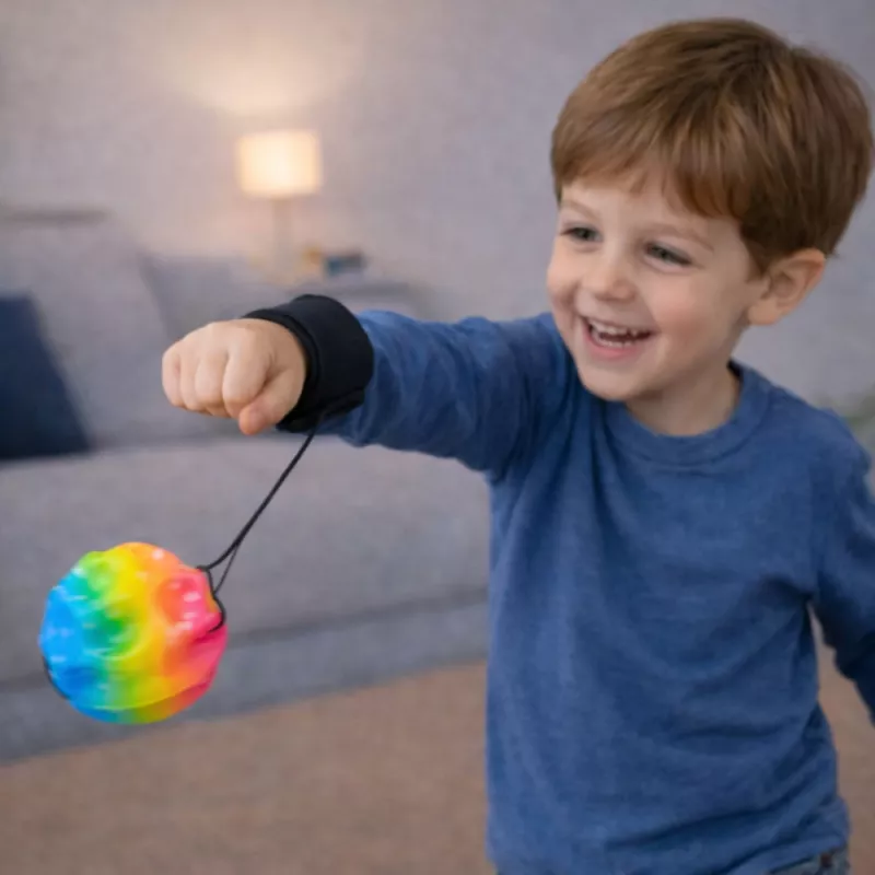 LEAN TOYS springbal met elastiek, sensorisch, met noppen, bont, 6 cm