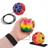 LEAN TOYS springbal met elastiek, sensorisch, met noppen, bont, 6 cm