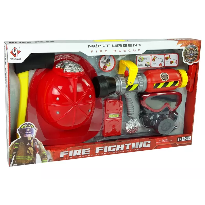 LEAN TOYS brigade set brandblusser watermasker helm rood