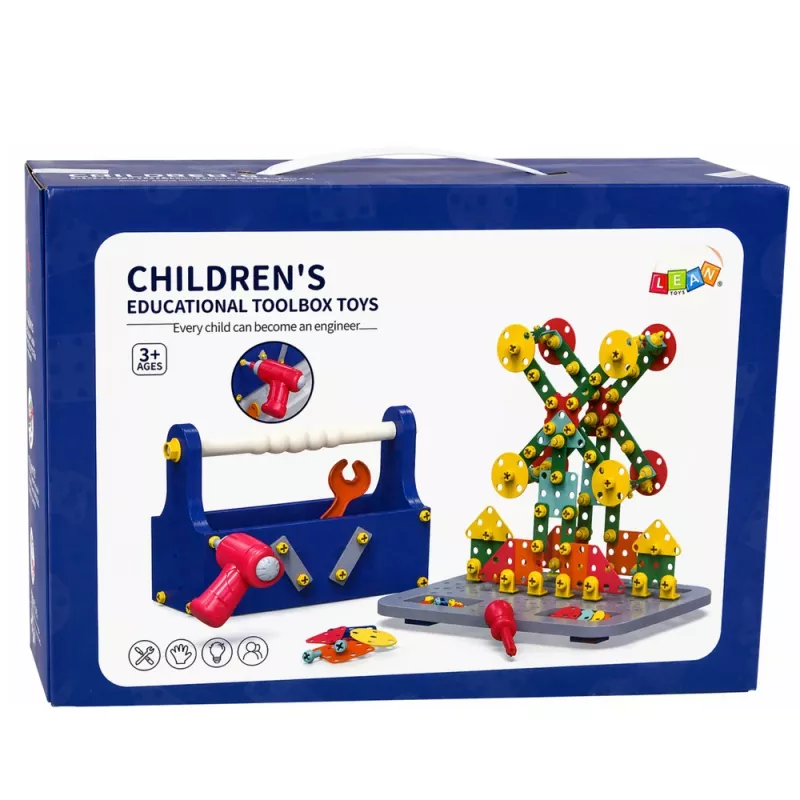 LEAN TOYS Bouwblokken in een doos DIY bouwpakket met schroevendraaier