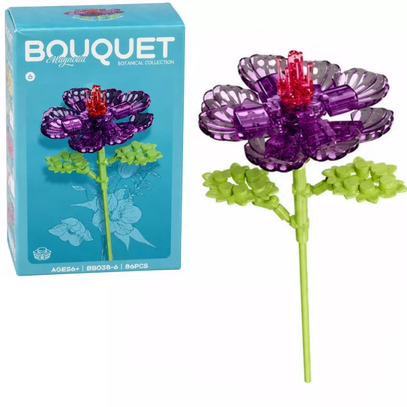 LEAN TOYS bouwstenen enkele bloem met steel bonte mix 71-106 delen