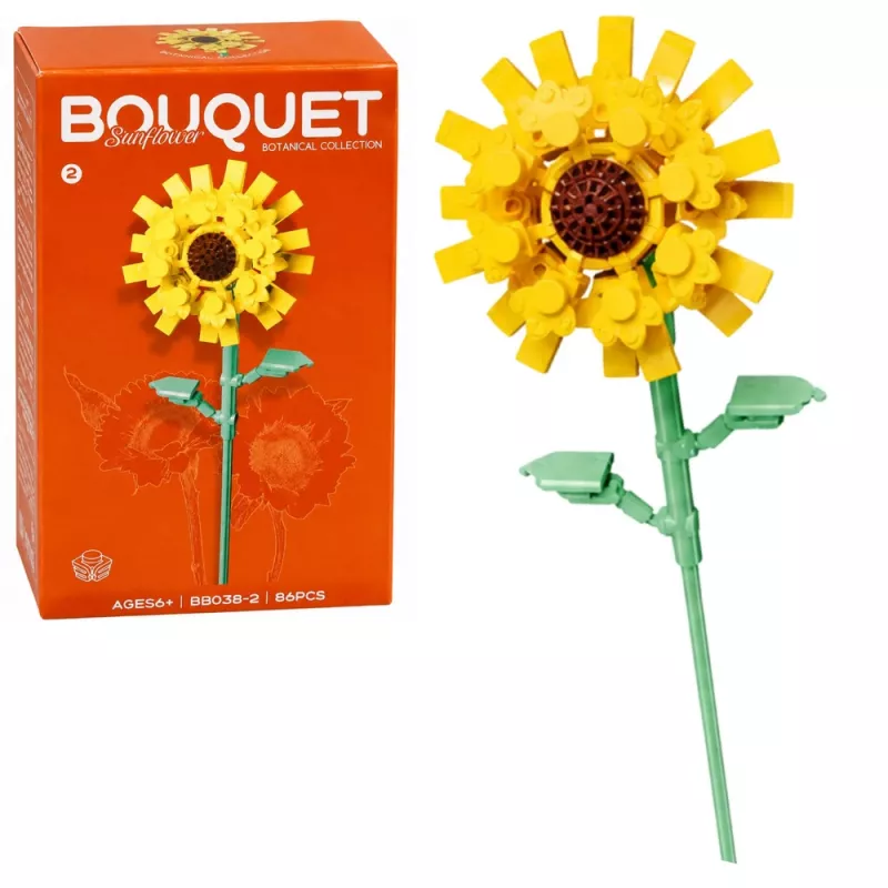 LEAN TOYS bouwstenen enkele bloem met steel bonte mix 71-106 delen