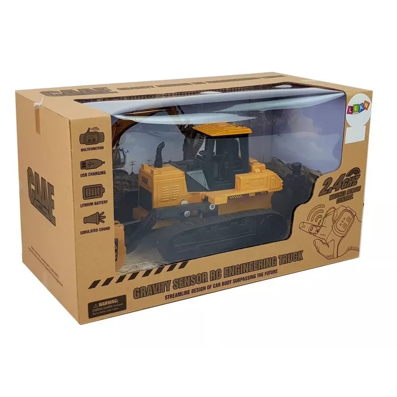 LEAN TOYS bulldozer met rupsbanden, op afstand bediend met handgebaar, 2.4G, 1:28