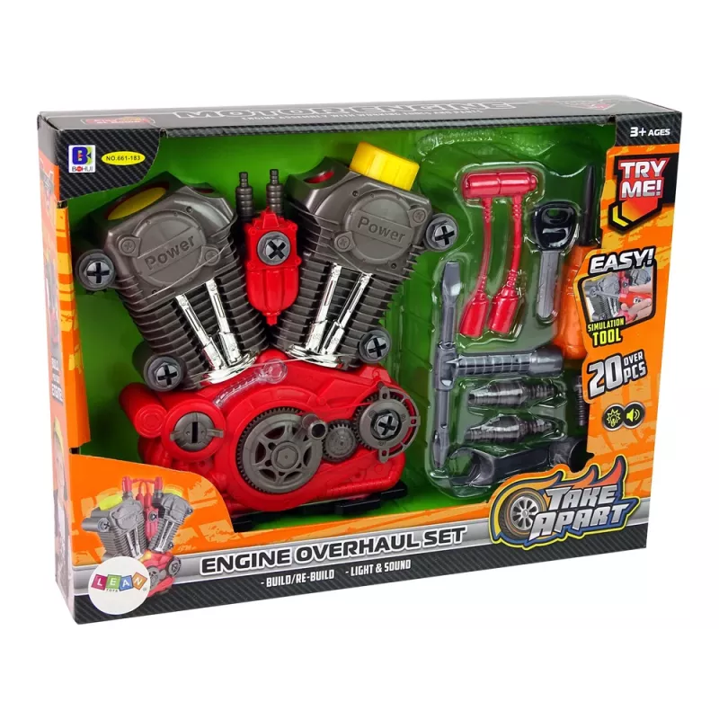 LEAN TOYS Automotor voor de kleine monteur - DIY montage met licht en geluid