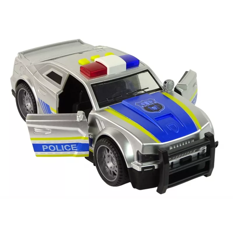 LEAN TOYS Auto politie 1:14 licht geluid zilver