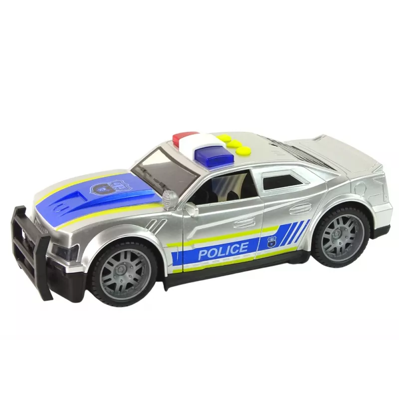 LEAN TOYS Auto politie 1:14 licht geluid zilver