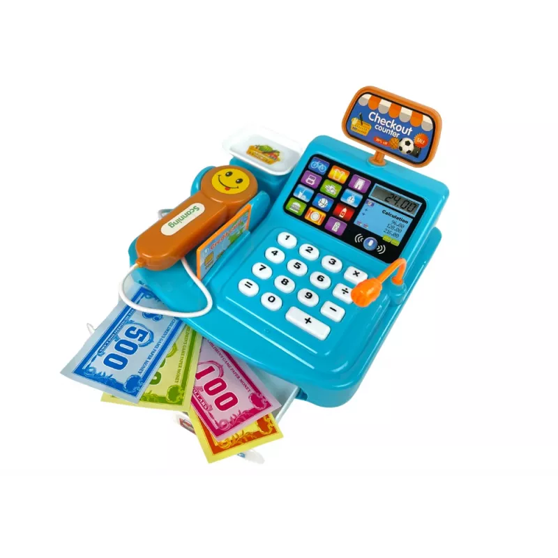 LEAN TOYS kassa met weegschaal voor koekverpakkingen, batterij en scanner