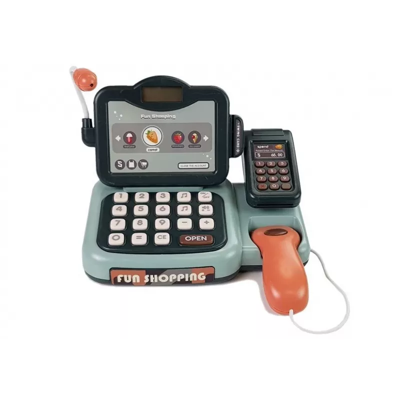 LEAN TOYS kassaspeelgoed winkel-set met microfoon-soundterminal – interactieve rollenspelset voor kinderen vanaf 3 jaar