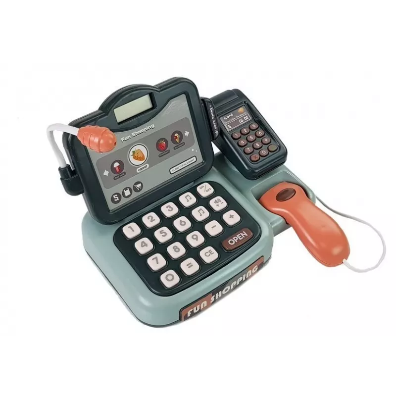 LEAN TOYS kassaspeelgoed winkel-set met microfoon-soundterminal – interactieve rollenspelset voor kinderen vanaf 3 jaar