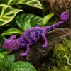 LEAN TOYS kameleon rubber figuur rekbaar realistisch paars reptiel 14 cm
