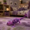 LEAN TOYS kameleon rubber figuur rekbaar realistisch paars reptiel 14 cm