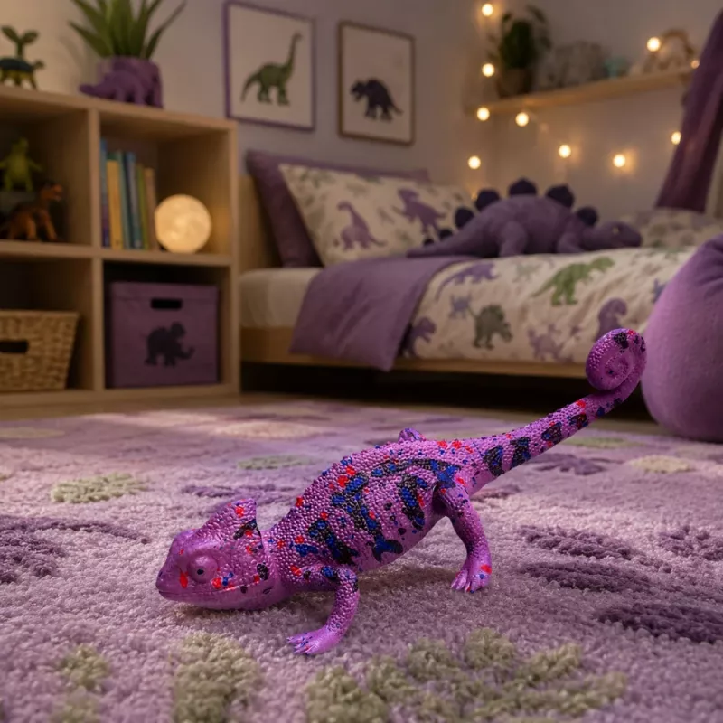 LEAN TOYS kameleon rubber figuur rekbaar realistisch paars reptiel 14 cm