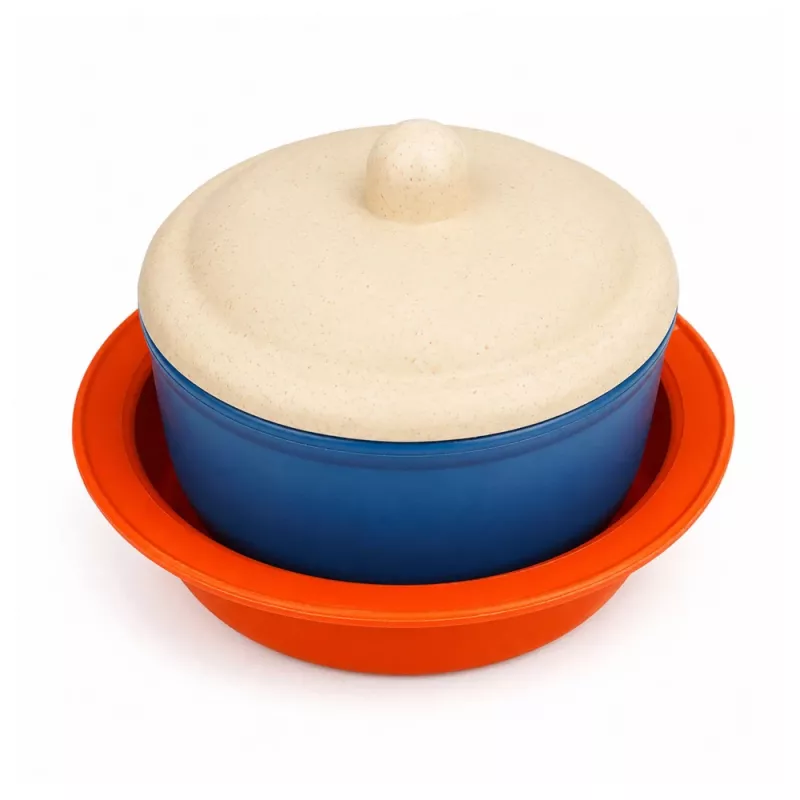 LEAN TOYS kinderservies bamboevezel, blauw en oranje, 15-delige set