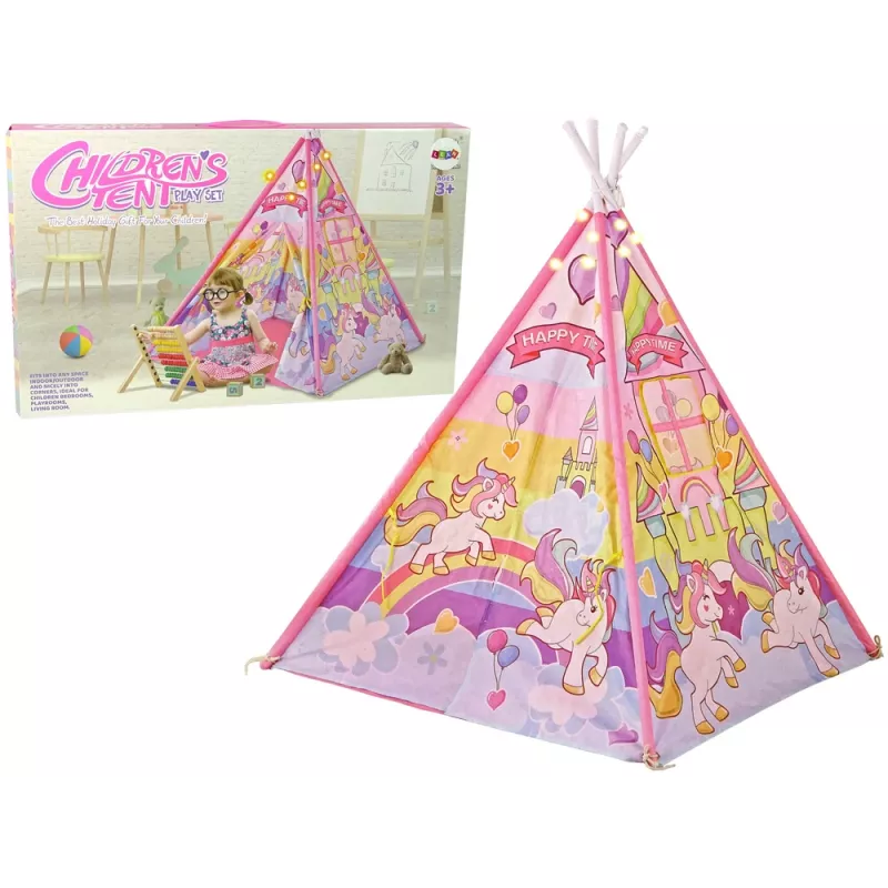 LEAN TOYS Kinderlichtjestent eenhoorn pony's roze
