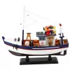 LEAN TOYS Verzamelaarstuk decoratief model vissersboot schip uitgerust 37x34cm