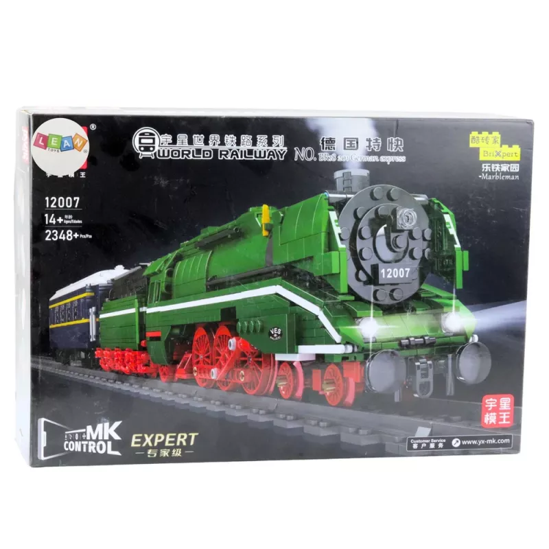 LEAN TOYS 23646 RC-stoomlocomotief bouwblokkenset met afstandsbediening en rails, 2348 stuks