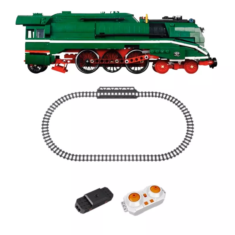 LEAN TOYS 23646 RC-stoomlocomotief bouwblokkenset met afstandsbediening en rails, 2348 stuks