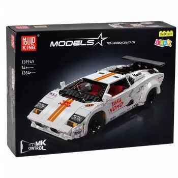 LEAN TOYS bouwstenen sportwagen afstandsbediening RC wit 1384 onderdelen
