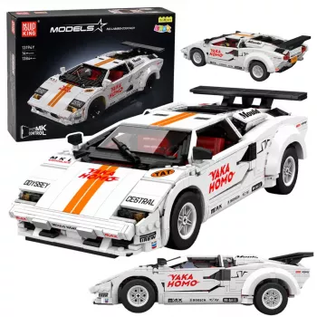 LEAN TOYS bouwstenen sportwagen afstandsbediening RC wit 1384 onderdelen