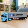 LEAN TOYS containervrachtwagen met openslaande deuren, licht en geluid – blauw, 54 cm
