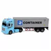 LEAN TOYS containervrachtwagen met openslaande deuren, licht en geluid – blauw, 54 cm