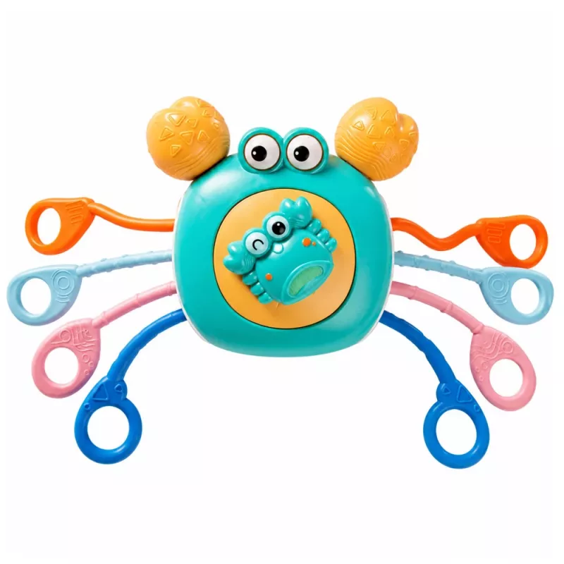 LEAN TOYS krab sensorisch speelgoed voor peuters rammelaar bijtring blauw