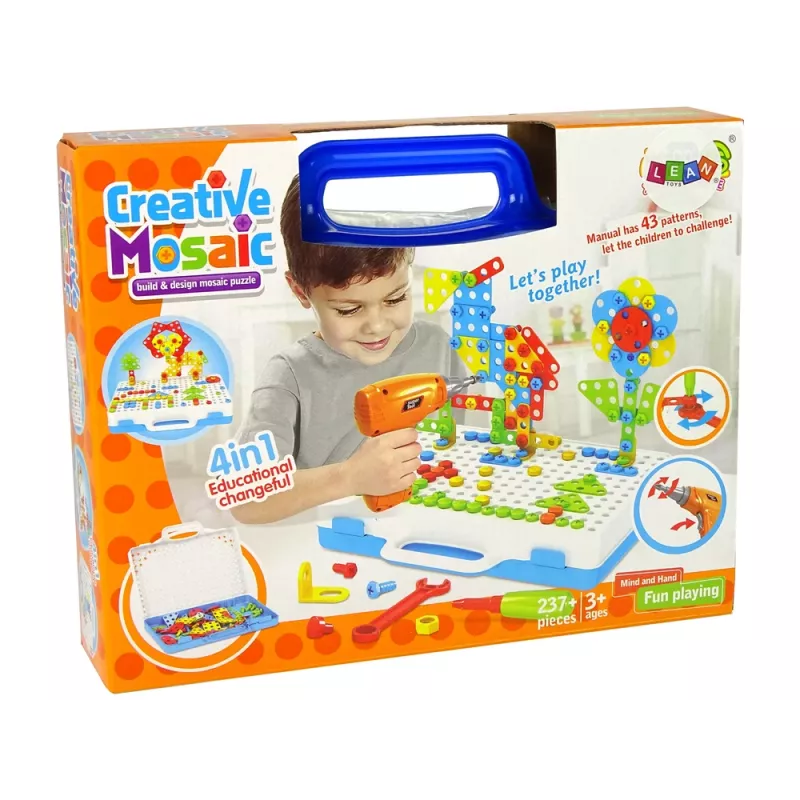 LEAN TOYS creatieve mozaïekpuzzel 4in1 schroevendraaier 237 stuks