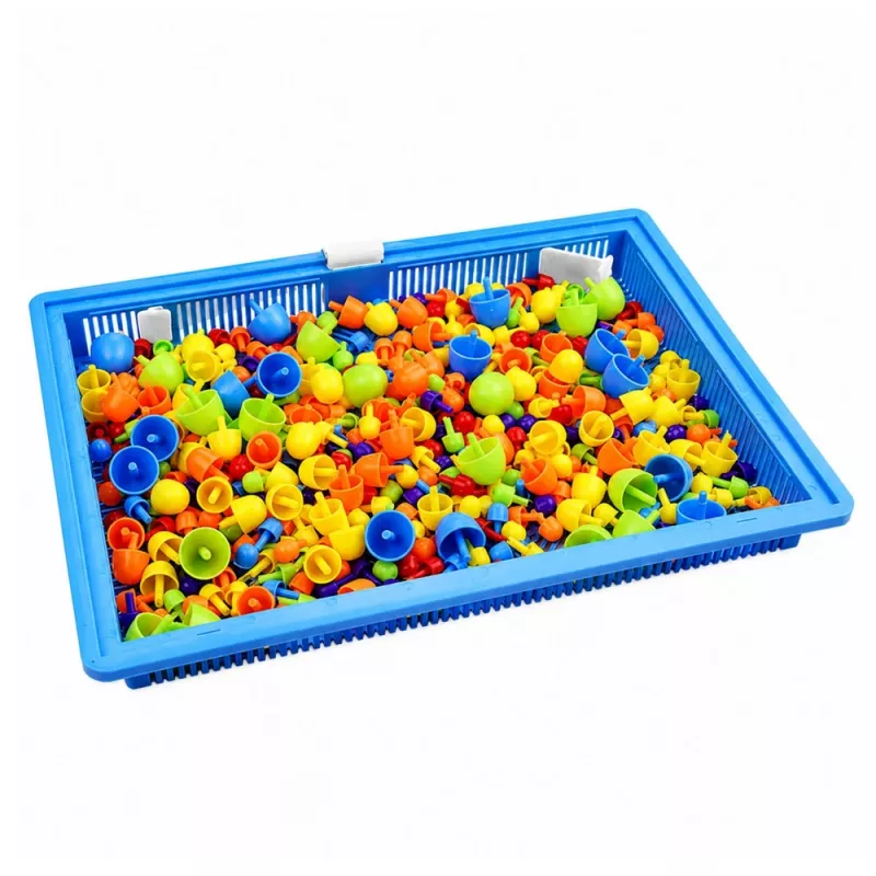 LEAN TOYS creatieve set button-mozaïekpuzzel paddenstoel-pinnetjes koffer 300 stuks