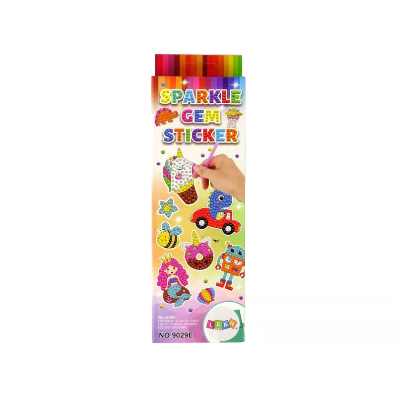 LEAN TOYS diamantborduur sticker set dieren tuin regenboog mozaïek