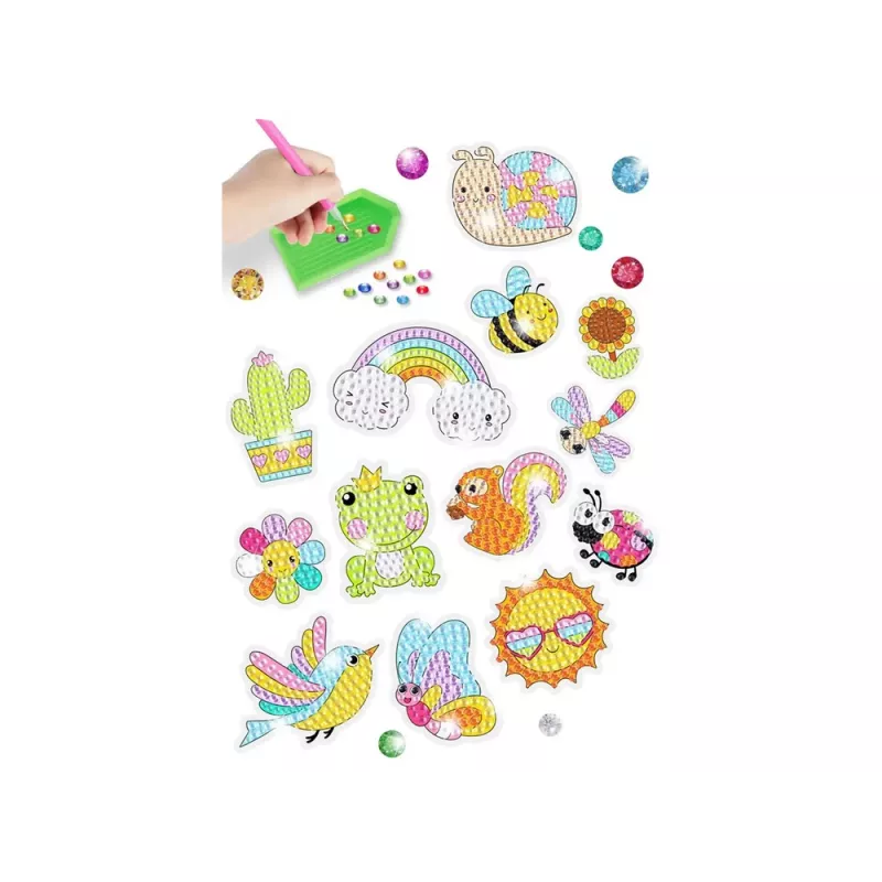 LEAN TOYS diamantborduur sticker set dieren tuin regenboog mozaïek