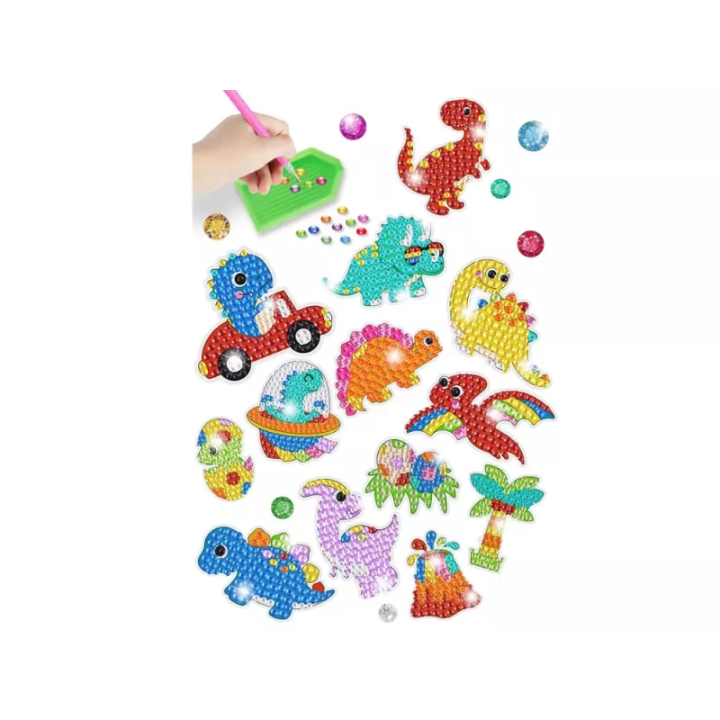 LEAN TOYS diamantborduur sticker set dinosaurussen mozaïek
