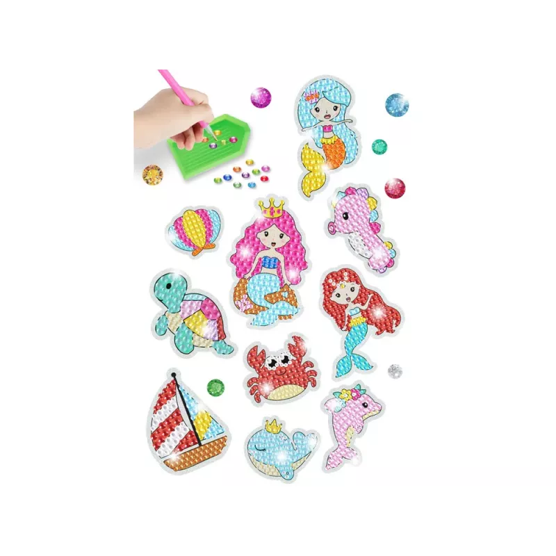 LEAN TOYS diamantborduur sticker set zeewereld dieren mozaïek