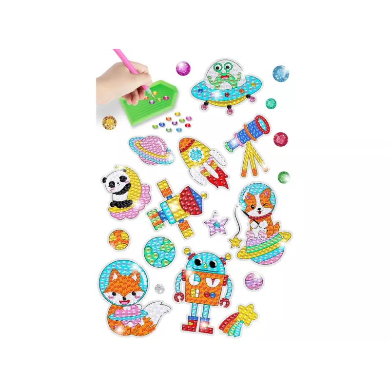 LEAN TOYS diamantborduur sticker set ruimte astronaut mozaïek