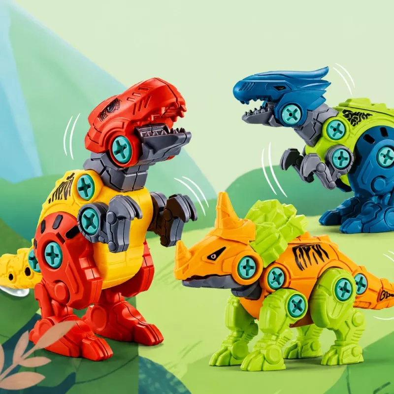 LEAN TOYS dinosaurus bouwblokken schroefset met schroevendraaier 4-in-1